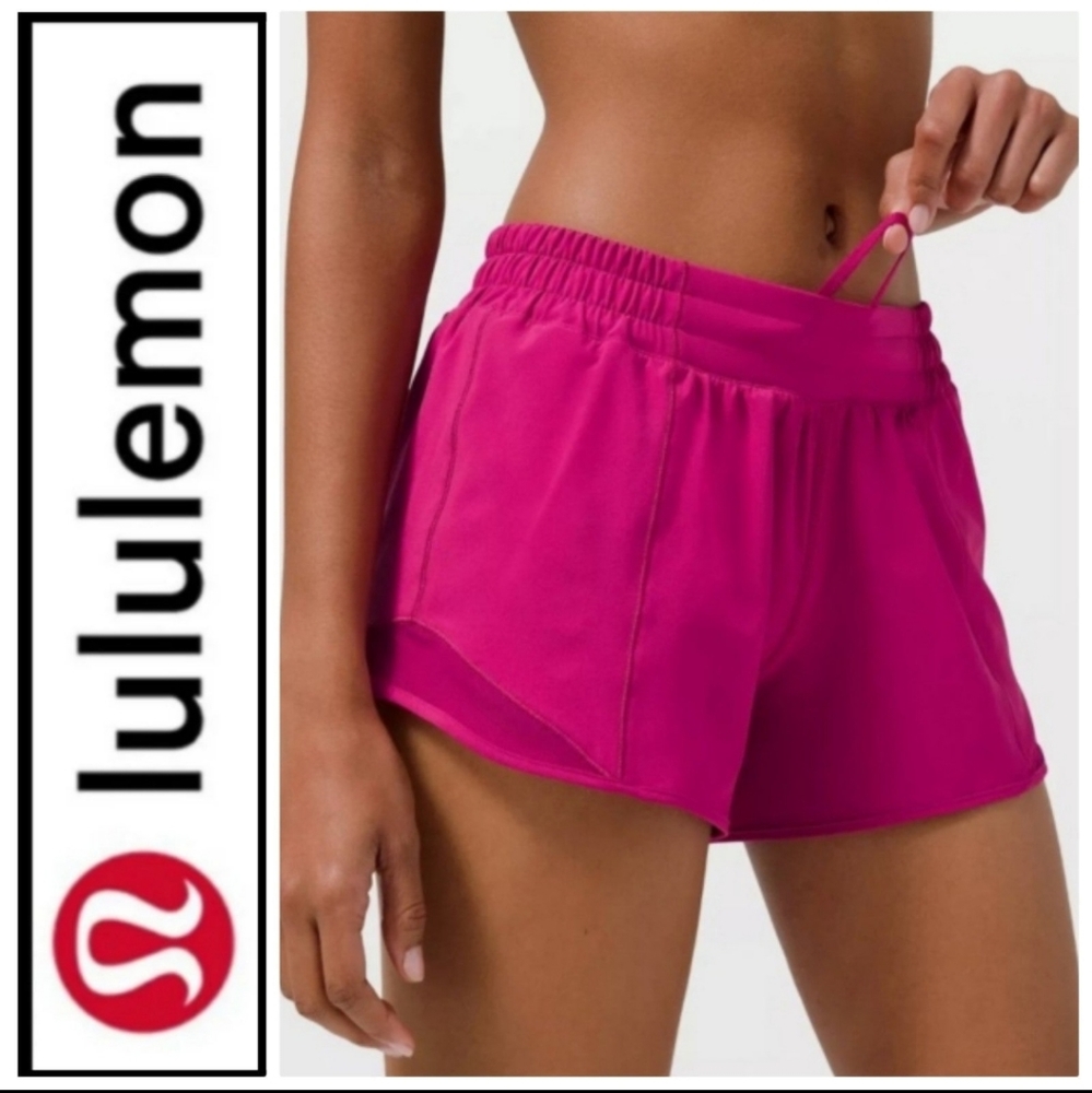 NEW LULULEMON HOTTY HOT SHORTS 4" TALL LOW RISE RIPENED RASPBERRY